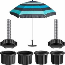 2 Ensembles Umbrella Stand Parts Avec Vis Parapluie, Vis Parasol Pièces Tube Pour Pied De Parasol Fil Serrage Bouton Noir S'Adapte Aux Poteaux 2,17 