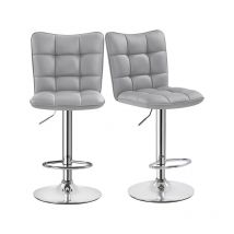 2er Set Barhocker Barstühle 360°Drehbar Küchenstühle mit Rückenlehne und Fußstütze, Barstuhl PU-Kunstleder Sitzhöhe 62,5 cm - 83 cm für die