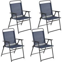 Yaheetech - 4er-Set Klappstuhl Gartenstuhl Klappsessel mit Hoher Rückenlehne & Armlehnen Terrassenstühle Essstühle bis 100 kg Belastbar, Marineblau
