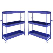 Monster Racking - 2 Estanterías para Furgoneta Ligeras de Acero Sin Tornillos Azules 116.5x115cmx34.8cm Trabajo Universal Profesional Taller Garaje
