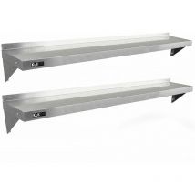 2 Etagères Murales en Acier Inoxydable Résistant à la Corrosion de 194cm x 30cm pour Restaurant commercial + Chiffons en Microfibre Gratuits. - Kukoo