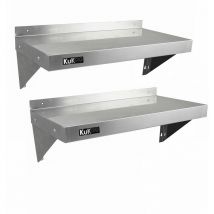 Kukoo - 2 Etagères Murales en Acier Inoxydable Résistantes à la Corrosion 90cm x 30cm pour Restaurant, Cuisine Commerciale, Bar, Cantine, [Chiffons