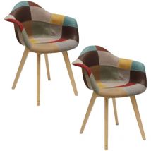 The Home Deco Factory - Lot de 2 Fauteuils design scandinave Patchwork