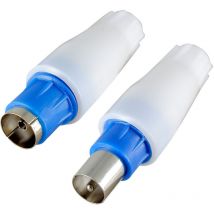 Fujionkyo - 2 Fiches coaxiales tv normalisées 9,52 mm - 1 Mâle + 1 Femelle 424035