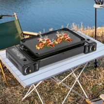 Senderpick - 2 flammes Camping Kocher Outdoor Camping Gas Kocher Grillplatte Tischgrill koffer