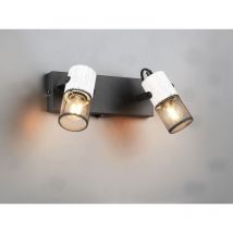 Trio Leuchten - Wandstrahler Tosh 2-flammig Mit Schalter, Schwarz & Holz Weiß, Breite 26cm