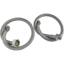 Lot de 2 flexibles sanitaires - Mâle 1/2" écrou tournant 1/2" - L = 500mm - DN8