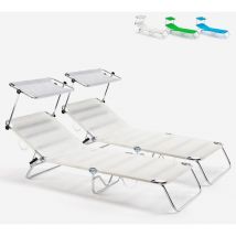 Beach And Garden Design - 2 transats de plage et jardin bains de soleil pliant en aluminium Cancun - Blanc
