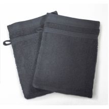 Lot de 2 gants de toilette 15 x 21 cm anthracite