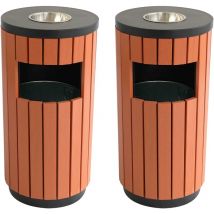 2 Holzabfalleimer für den Außenbereich mit 29 Litern und Aschenbecher