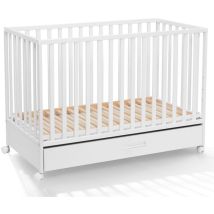 2-in-1 Holzbett Auf Rädern Mit Schublade 120x60 Cm + Couch - Weiß 2-in-1 Holzbett Auf Rädern Mit Schublade 120x60 Cm + Couch - Weiß