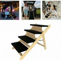 2 in 1 Hundetreppe für Kleine Hunde Hunderampe Auto Klappbar, Tragbare Haustiertreppe Hundeleiter aus Holz für Bett oder Sofa, bis 80 kg mit