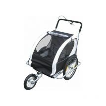 Bc-elec - 5664-0001B 2 IN 1 KINDERFAHRRADANHÄNGER ANHÄNGER FAHRRAD BUGGY FÜR 2 KINDER FAHRRADANHÄNGER Schwarz und Weiss