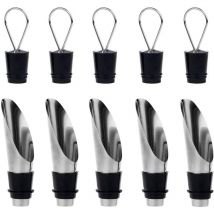 2 in 1 Stainless Steel Bottles Spout and Aeration Can with Stopper - Bottle and Vineyard Gift Set (5 Packs)