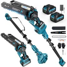 2-in-1 Teleskop-hochentaster 8 Zoll – Bürstenloser 1200w Motor, 2x 4.0ah 21v Akkus, Bis Zu 4m Reichweite