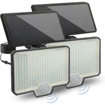 Tonysa 2 Lampes Solaires Exterieures Jardin 294 Led Avec Détecteur De Mouvement, Lampe Solaire Exterieur Avec Batterie Étanche Ip65 De 1800 Mah, 