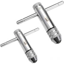 Odipie - 2 llaves de trinquete para machos de roscar, llaves de trinquete ajustables con mango en t, portamachos M3-M8/M5-M12, accesorios para
