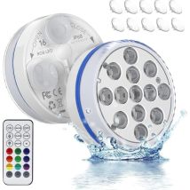ER-SIICE – Lampe de plongée LED étanche IP68 – 16 modes RGB – Télécommande RF – 13 perles de lumière – Eclairage de piscine
