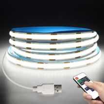 2 Meter Lange Led-streifenleuchte, Cob-led-streifenleuchte, Mit Fernbedienung, Selbstklebende Led-streifenleuchte, Dimmbar, Weißes Licht.