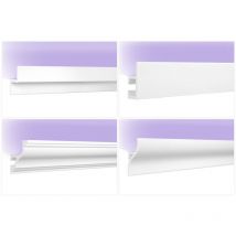 2 metri di rivestimento a led - modanatura a stucco hdps con illuminazione indiretta - opaca: KH905 - 45 x 40 mm, 2 metri / 1 striscia