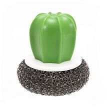 2 morceaux de brosse de pot de vaisselle de cactus, boule d'acier de décontamination pot domestique brossage cuisine brosse de pot de vaisselle en