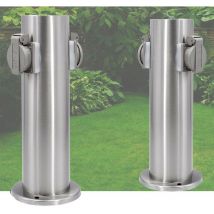 Le Poisson Qui Jardine - 2 Multiprises Bornes Rondes 2 Prises Électriques Pour Jardin Et Extérieur - Argent