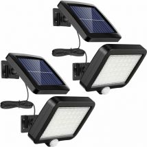 Coavas - 2 Pack 56 led Solar Lights Outdoor with Motion Sensor, IP65 Waterproof, 120° Beam Angle, Solar Wall Light for Garden with 50ft Cable
