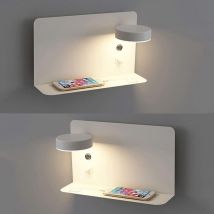 2 Pack Applique LED orientable 12W avec charge USB Appliques Murales 3 Température de Couleur Rotation 330° Éclairage Lampe Murale Moderne avec
