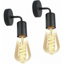 Lot de 2 appliques murales Vintage Edison rétro, pour salon, couloir, chambre à coucher, Bar, Restaurant, café, douille d'ampoule E27, noire