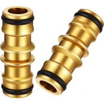 Eaudacè - Pack Brass Garden Hose Fittings for Garden Hose Taps (Double Brass Connector)
