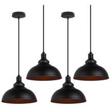 Axhup - Suspension Luminaire Industrielle Vintage Rétro E27 29cm Plafonnier Lustre Abat-jour Métal Noir 4PCS