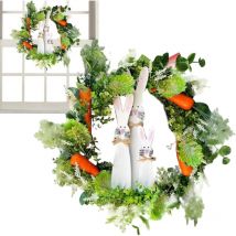 2-Pack Easter Decorations, Easter Bunny Wreath Couronne de Pâques pour porte d'entrée