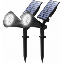 Sunxury - 2 Pack] led Solaire Projecteur, Lampe Solaire de 4 led, Étanche Extérieur Lampe Jardin,Éclairage de Sécurité Paysage Lumière pour Chrismas