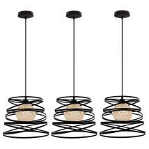 Wottes - Lustre Suspension Moderne Lampe à Suspension Créatif Luminaire Plafonnier Abat-jour Métal E27 Ø30CM Noir - 3Pcs