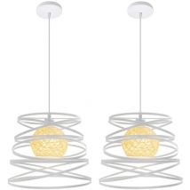 Wottes - Lustre Suspension Moderne Lampe à Suspension Créatif Luminaire Plafonnier Abat-jour Métal E27 Ø30CM Blanc - 2Pcs