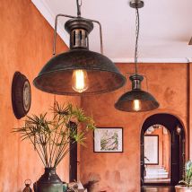 2 Pack Lustre Suspension Industrielle E27 33cm Rouille Rétro Plafonnier Luminaire pour Café Restaurant Bar