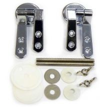 2 Pack Set Round Toilet Seat Lid Hinges Chrome Replacement
