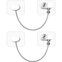 2 Pack Verrou de Réfrigérateur avec Clés, Blanc Sécurité Fenêtre Enfants Adhésif, Bloque Verrou Porte Placard Réfrigérateur Cabinet Fenêtre Armoire