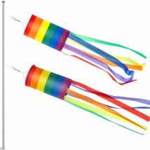 Ahlsen - 2 Packs Drapeau Américain Manche à Vent Arc-en-Ciel Coloré Décoration à Suspendre Chaussette à Vent Patriotique Matériau Imperméable pour