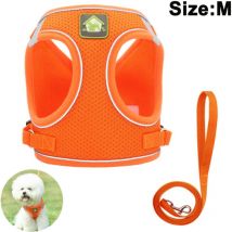 Harnais pour chien Harnais de sécurité anti-traction/sans traction Harnais de poitrine pour chien petit/moyen rembourré doux et respirant (m, Orange)