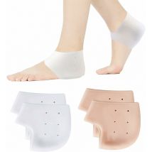2 Paires Protege Talon, Protege Talon Silicone Respirant Protège Talons en Gel pour Proteger Pied Arrière et Soulager La Douleur Pieds Sec (Blanc,
