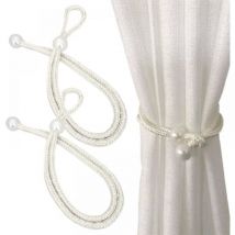 2 Paires Blanc) Embrasse pour Rideaux, Attache Rideau, Embrasse Rideau, Embrasses à Rideaux, Rideaux Boucle Décoration pour la Chambre et du Bureau