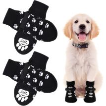 Jalleria - 2 Pairs Anti Slip Dog Socks, Paws Stop Licking Dog Grip Socks, Pet Paw Protector, Dog Claw Socks Dog Slippers with Adjustable Strap for