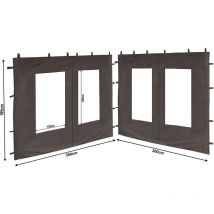 Quick-star - 2 Panneaux latéraux en pe avec fenêtre 300x195cm pour pavillon 3x3m paroi latérale Anthracite ral 7012