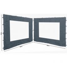 2 panneaux latéraux avec fenêtre en pe 250x190cm gris pour gazebo 3x3m