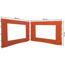 Quick-star - 2 Panneaux Latéraux avec Fenêtre pe 300/400x195cm Orange-Rouge pour Gazebo 3x4m