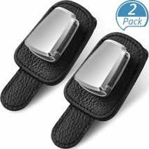 2 Paquets Porte-Lunettes de Voiture Universelle Clip de Support de Lunettes de Soleil pour Voiture Cintre de Lunettes en Cuir et Clip de Carte de