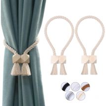 2 Paquets d'embrasses de Rideaux magnétiques Attaches Rideaux en Coton tissé à la Main Supports de Rideaux embrasses à Rideaux Attaches de Rideaux