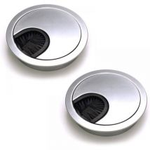 2 round recessed cable ducts, desk cable management - 60mm opening