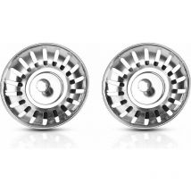 2 Passoires d'évier de cuisine 79 mm Bouchons d'évier universels en acier inoxydable (lot de 2),Fonepro, Ensoleillé